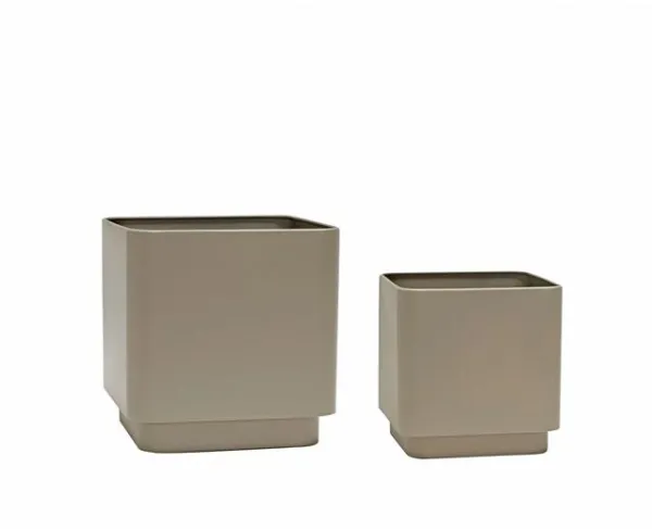 Hübsch Cube Potte Sett med 2 Brun